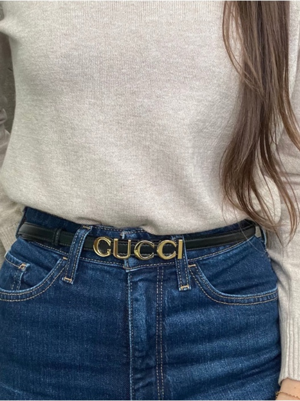 GUCCI Logo Thin Belt 15mm - Size 85-34